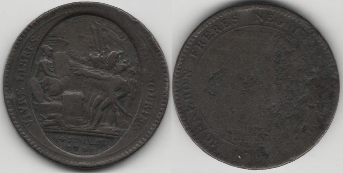 (1790) Медаль Франция 1790-1792 год &quot;Французская революция&quot;  Медь  F